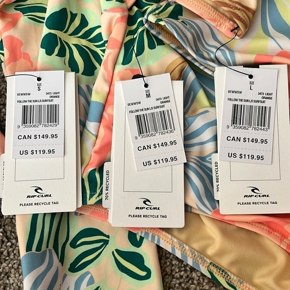 Rip curl Follow The Sun Coral Floral Long Sleeve Surf Suit One Piece Swim S,M,L - Picture 8 of 14